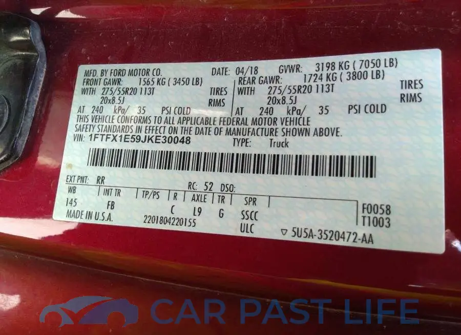 1FTFX1E59JKE30048# 9