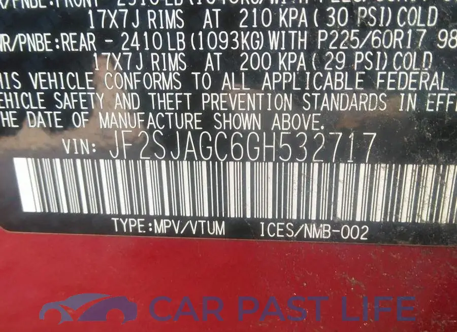 JF2SJAGC6GH532717# 9