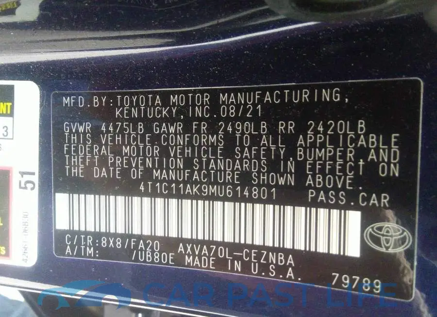 4T1C11AK9MU614801# 9