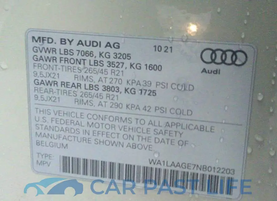 WA1LAAGE7NB012203# 9