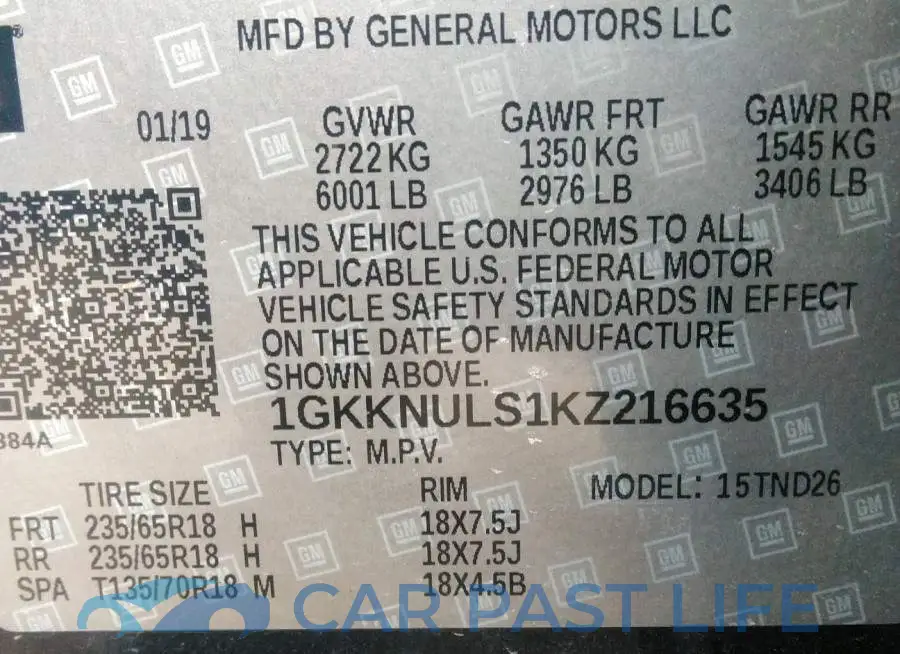 1GKKNULS1KZ216635# 9
