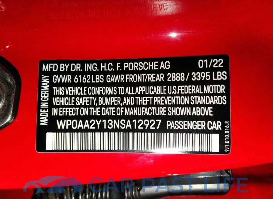 WP0AA2Y13NSA12927# 9