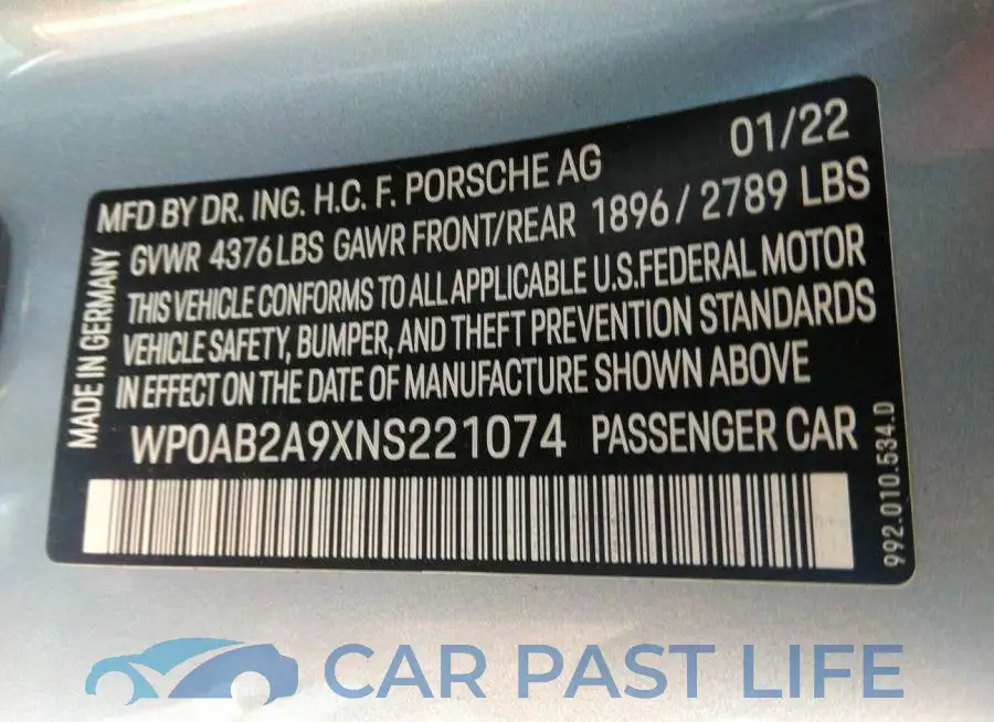 WP0AB2A9XNS221074# 9