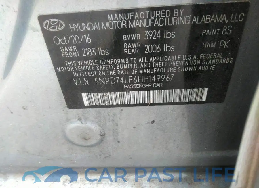 5NPD74LF6HH149967# 9