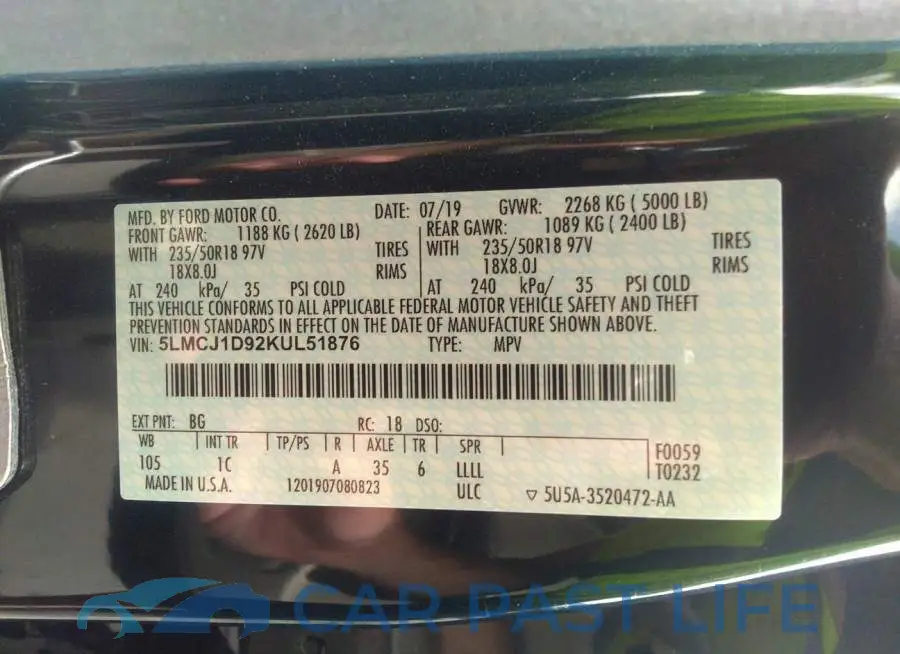 5LMCJ1D92KUL51876# 9