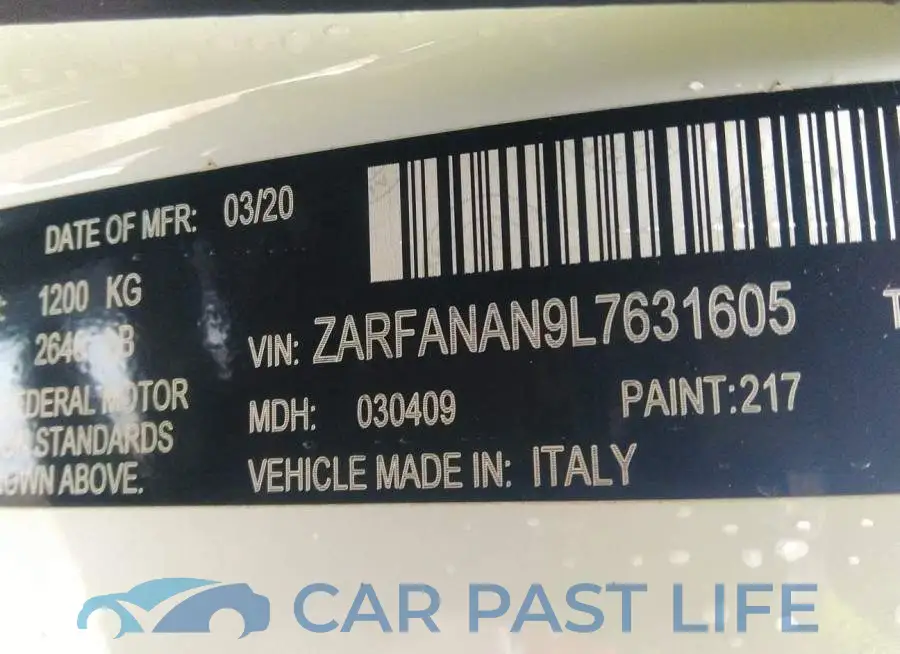 ZARFANAN9L7631605# 9