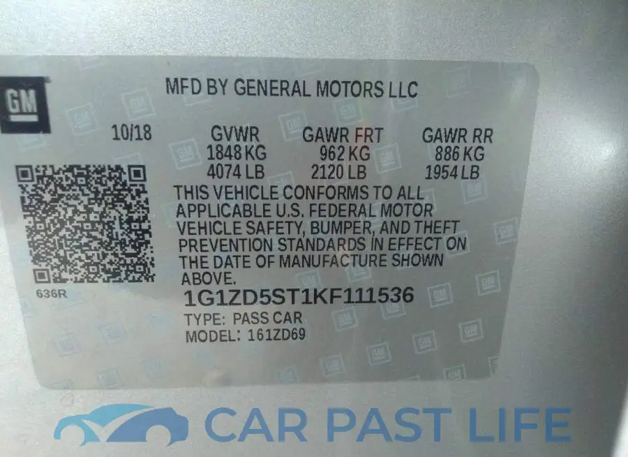 1G1ZD5ST1KF111536# 9