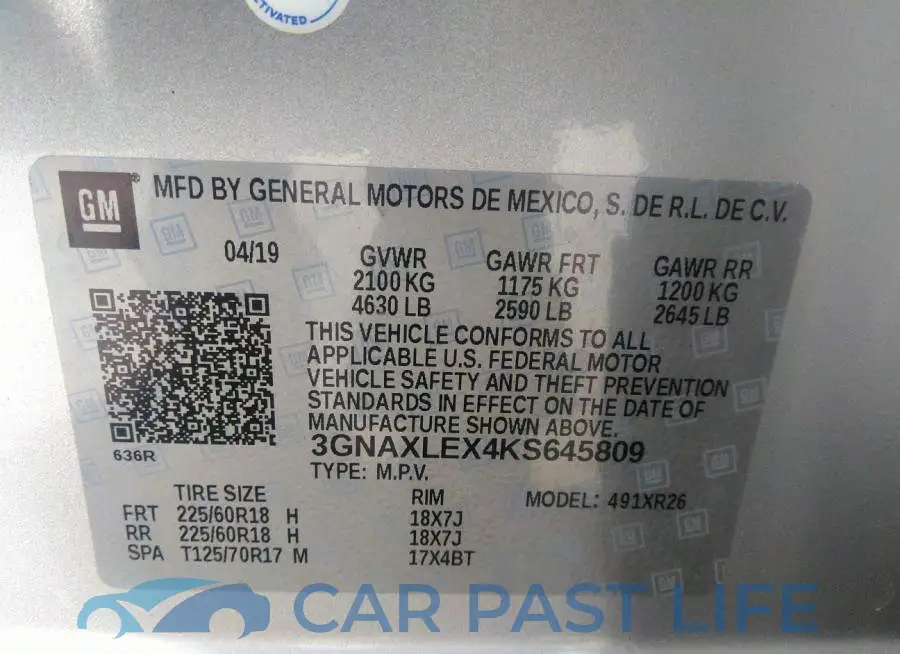 3GNAXLEX4KS645809# 9