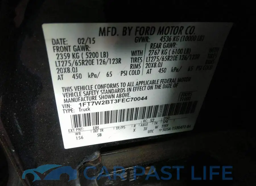 1FT7W2BT3FEC70044# 9