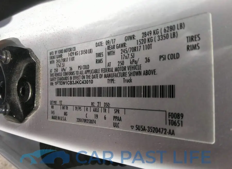 1FTEW1CB3JKC43010# 9