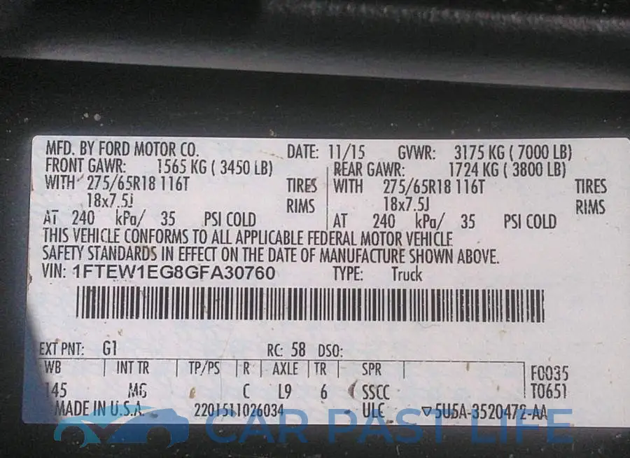 1FTEW1EG8GFA30760# 9