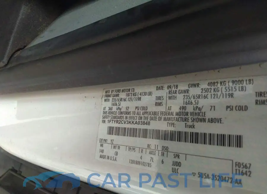 1FTYR2CV3KKA03848# 9
