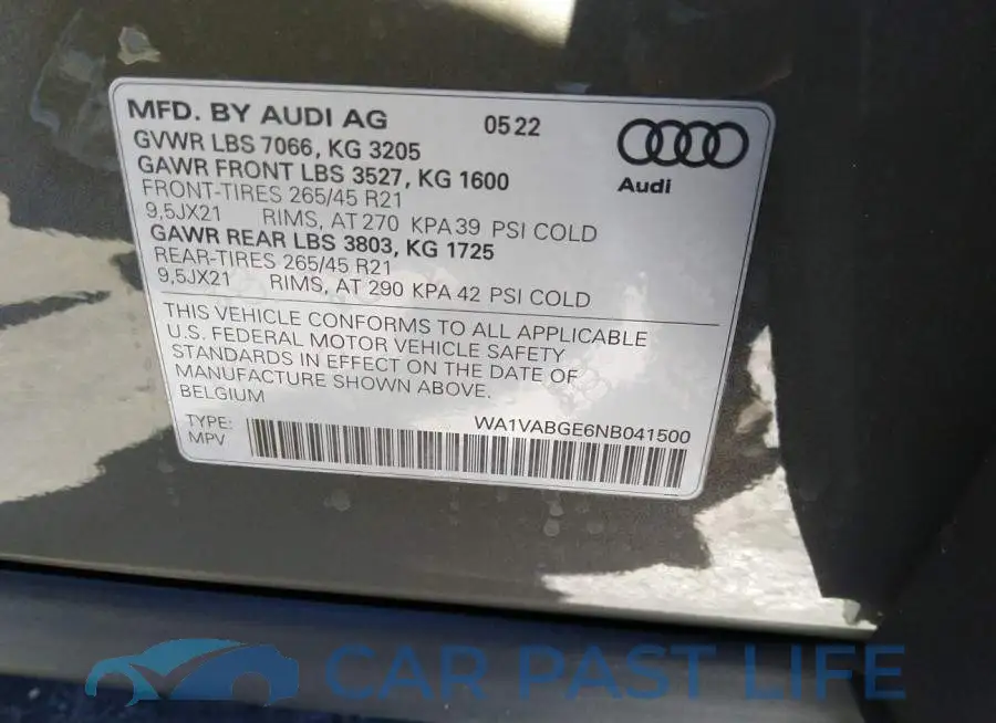 WA1VABGE6NB041500# 9