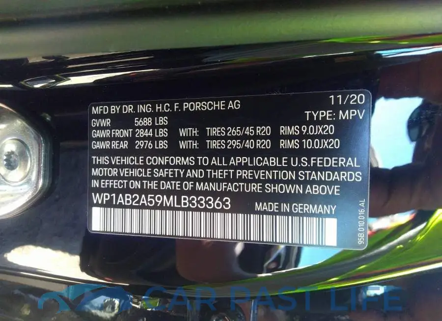 WP1AB2A59MLB33363# 9