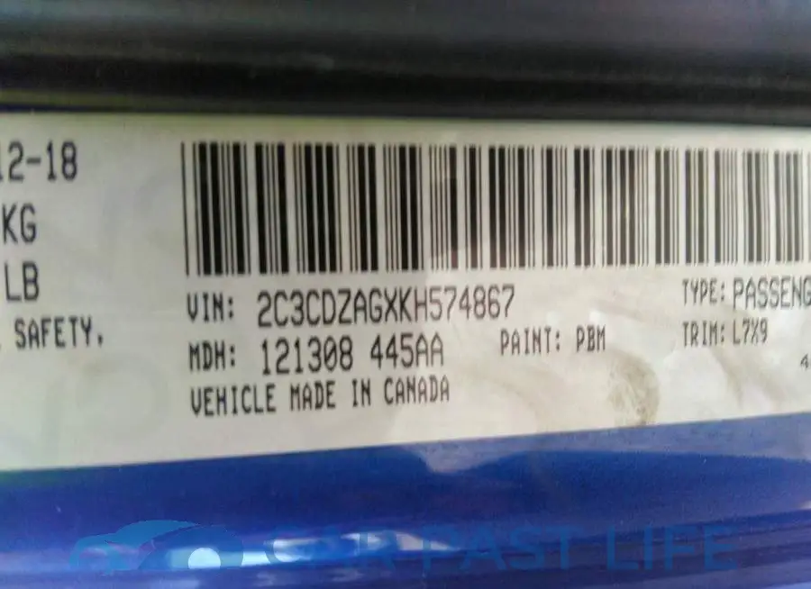 2C3CDZAGXKH574867# 9