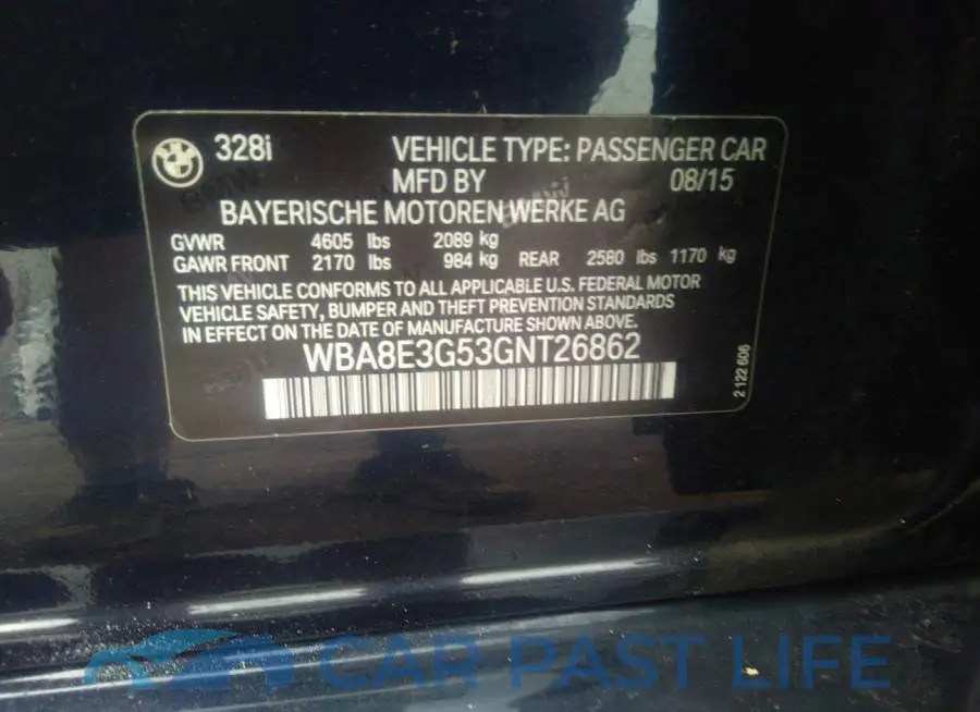 WBA8E3G53GNT26862# 9