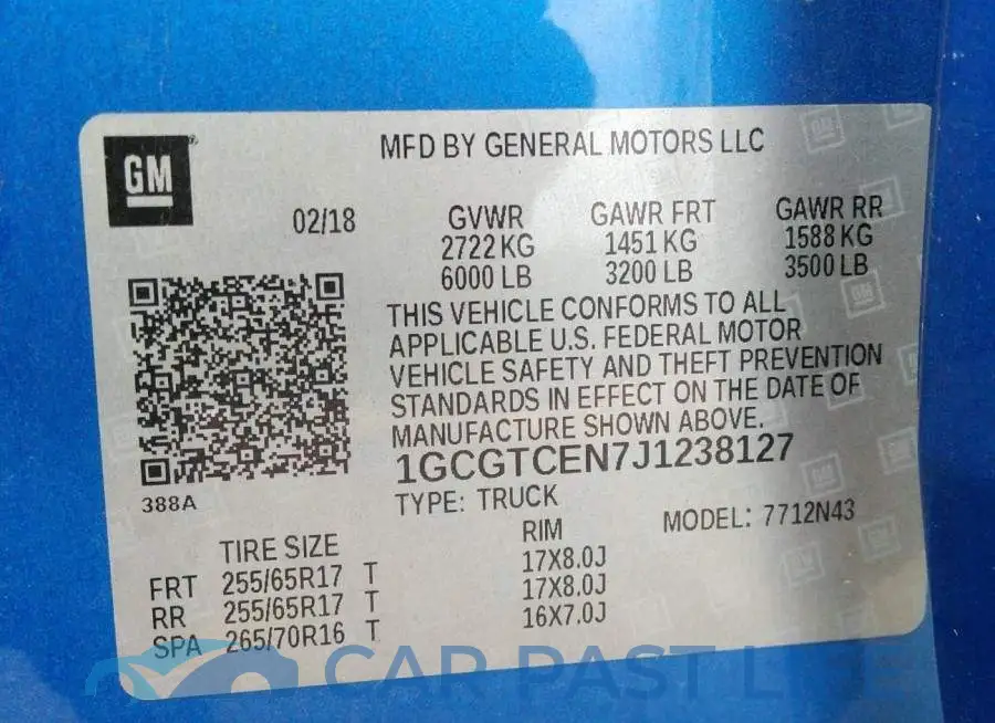 1GCGTCEN7J1238127# 9