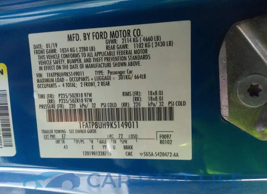 1FATP8UH9K5149011# 9