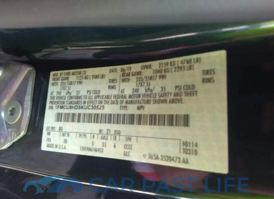 1FMCU9HD5KUC30525# 9