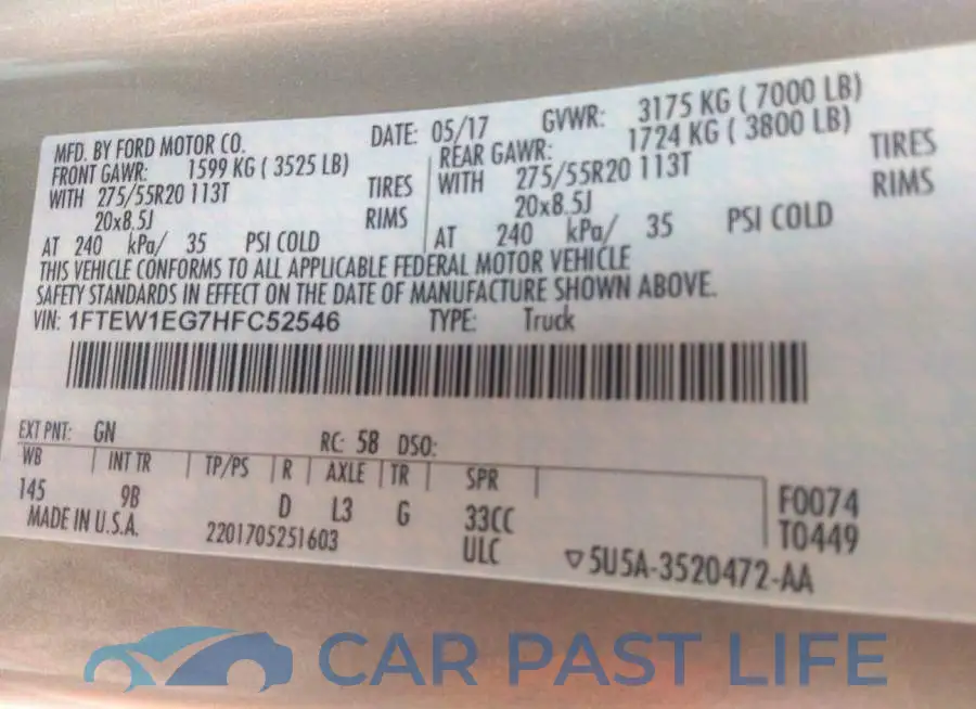 1FTEW1EG7HFC52546# 9