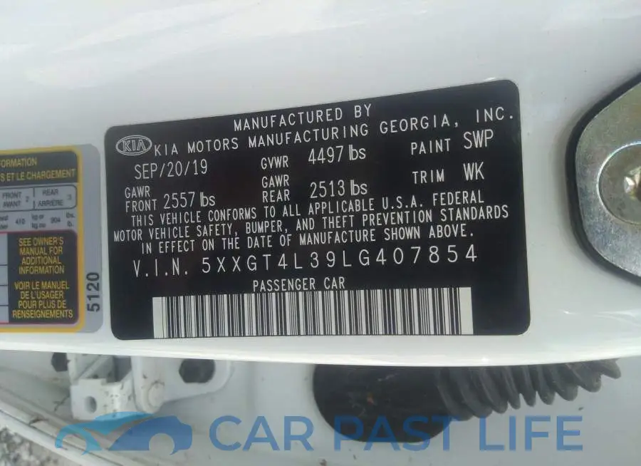 5XXGT4L39LG407854# 9