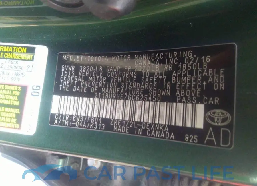2T1BURHE7GC625450# 9