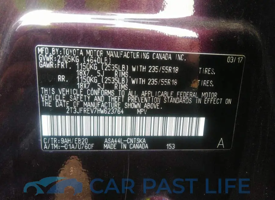 2T3JFREV7HW623764# 9