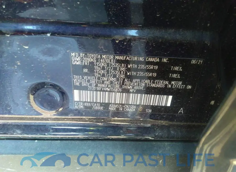 2T3Y1RFV4MW156826# 9