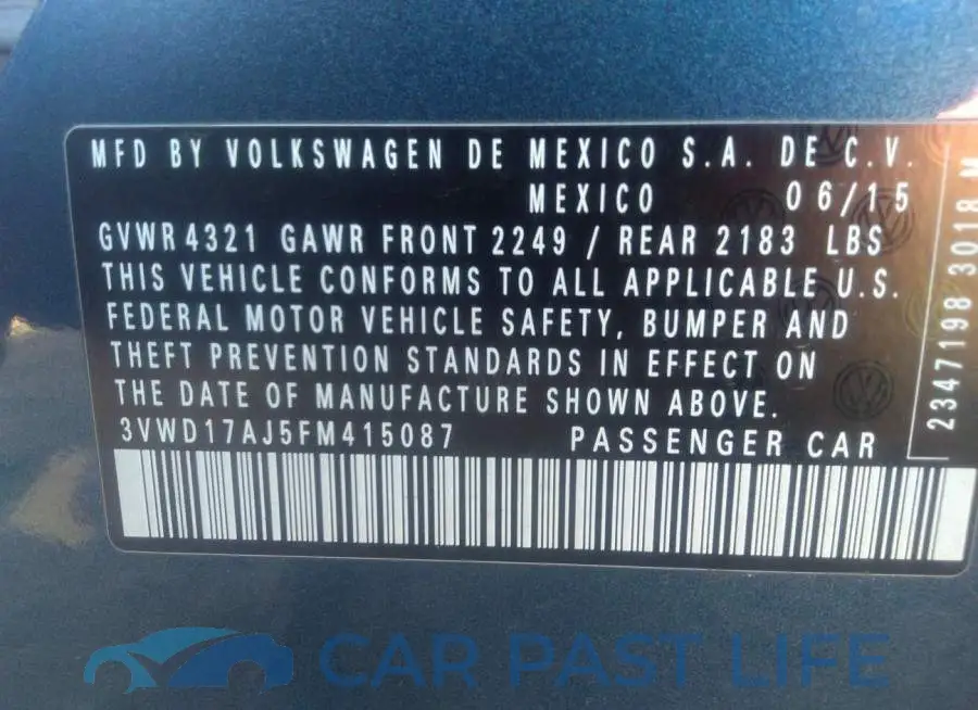 3VWD17AJ5FM415087# 9