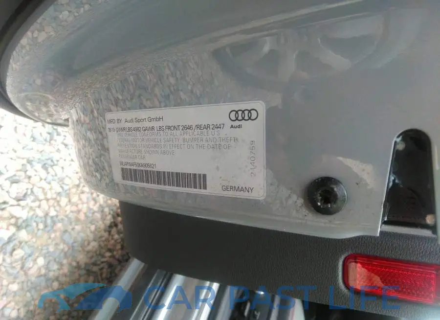WUAPWAF50KA905621# 9