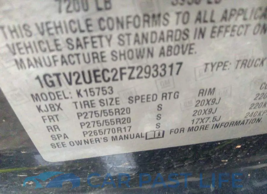 1GTV2UEC2FZ293317# 9