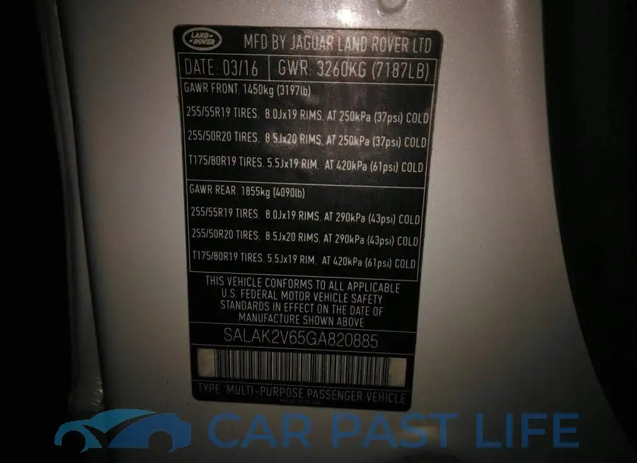 00LAK2V65GA820885# 9