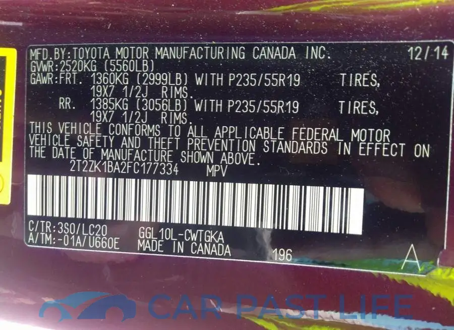2T2ZK1BA2FC177334# 9