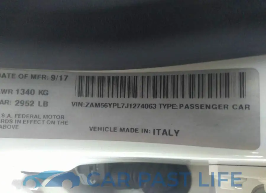 ZAM56YPL7J1274063# 9