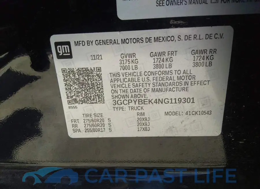 3GCPYBEK4NG119301# 9