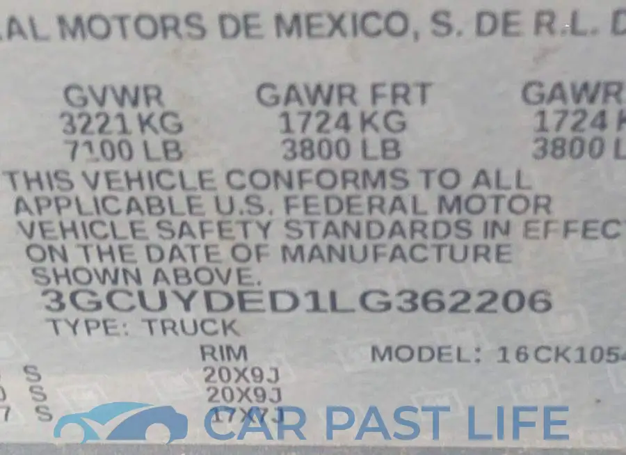 3GCUYDED1LG362206# 9