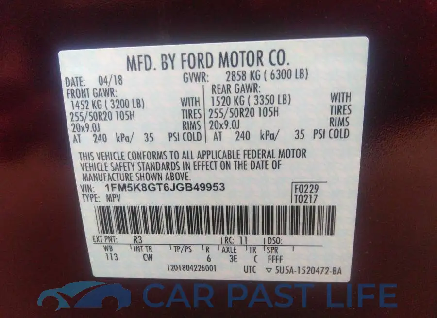 1FM5K8GT6JGB49953# 9