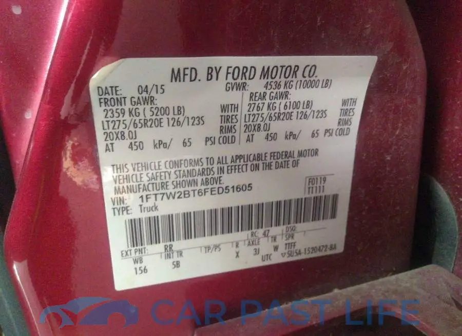 1FT7W2BT6FED51605# 9