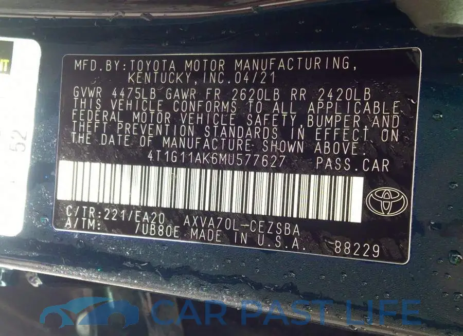 4T1G11AK6MU577627# 9