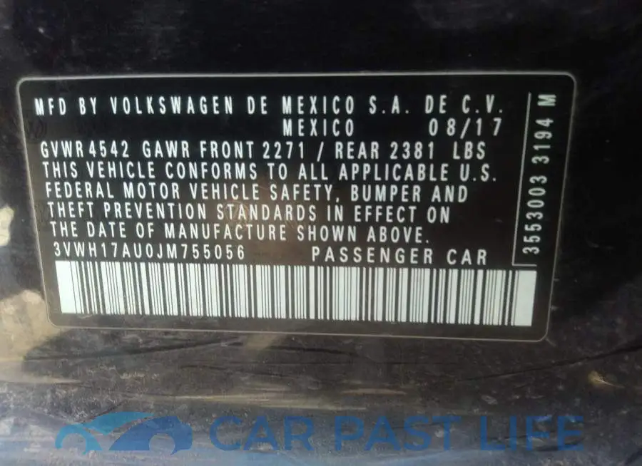 3VWH17AU0JM755056# 9