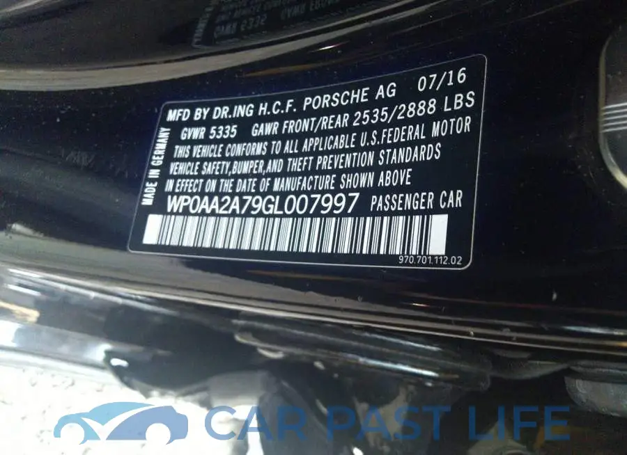 WP0AA2A79GL007997# 9