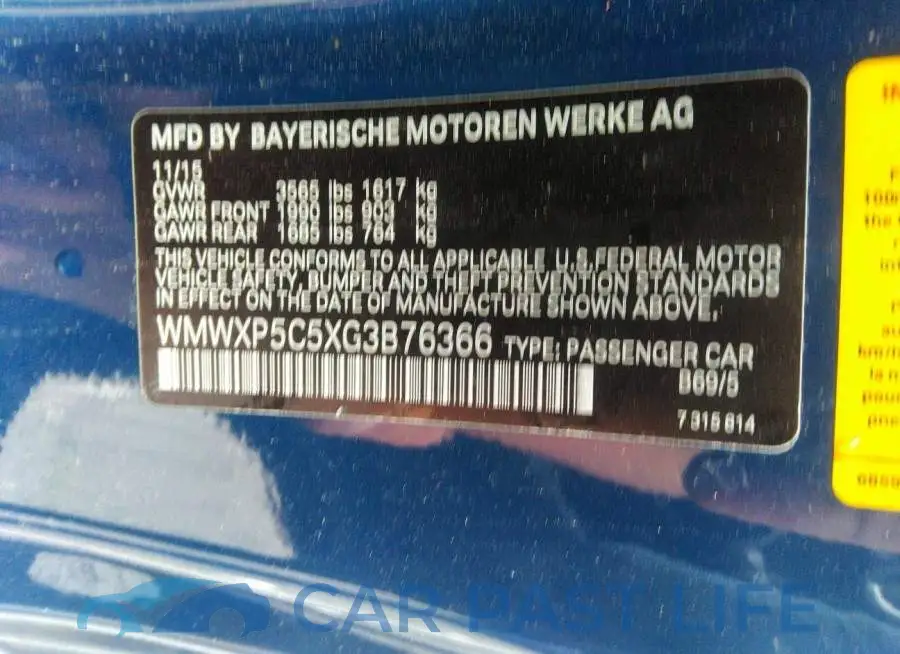 WMWXP5C5XG3B76366# 9