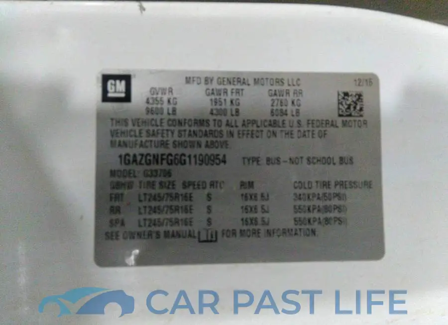 1GAZGNFG6G1190954# 9