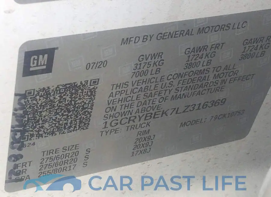 1GCRYBEK7LZ316369# 9