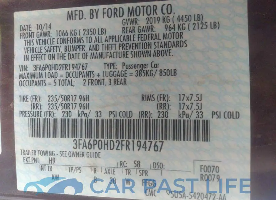 3FA6P0HD2FR194767# 9