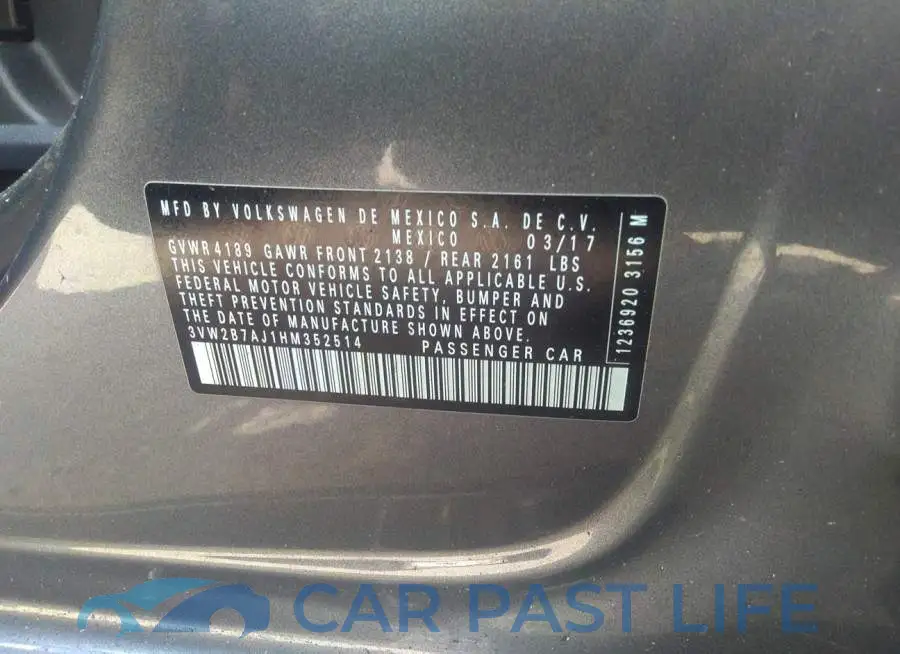 3VW2B7AJ1HM352514# 9