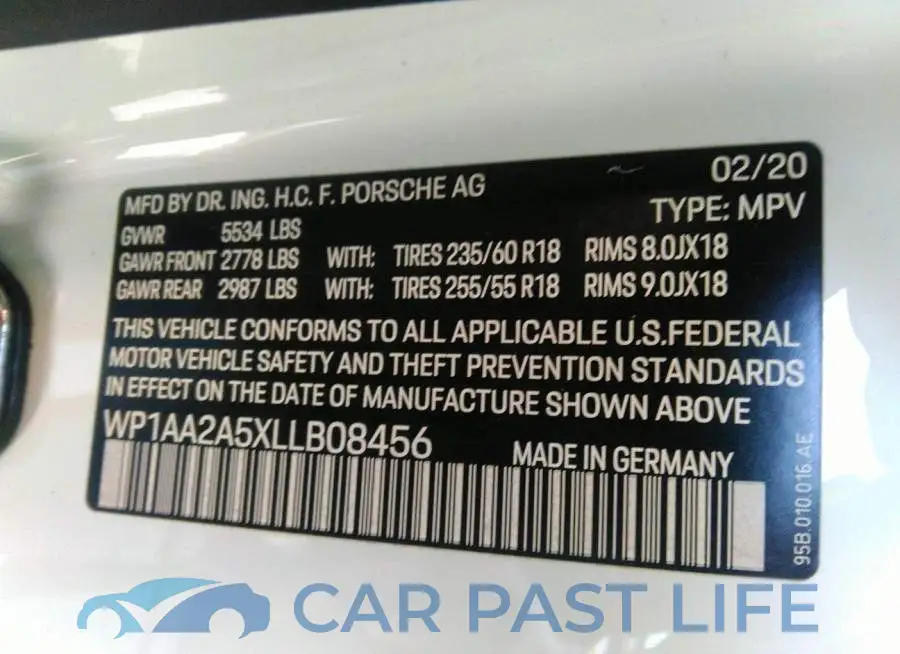 WP1AA2A5XLLB08456# 9