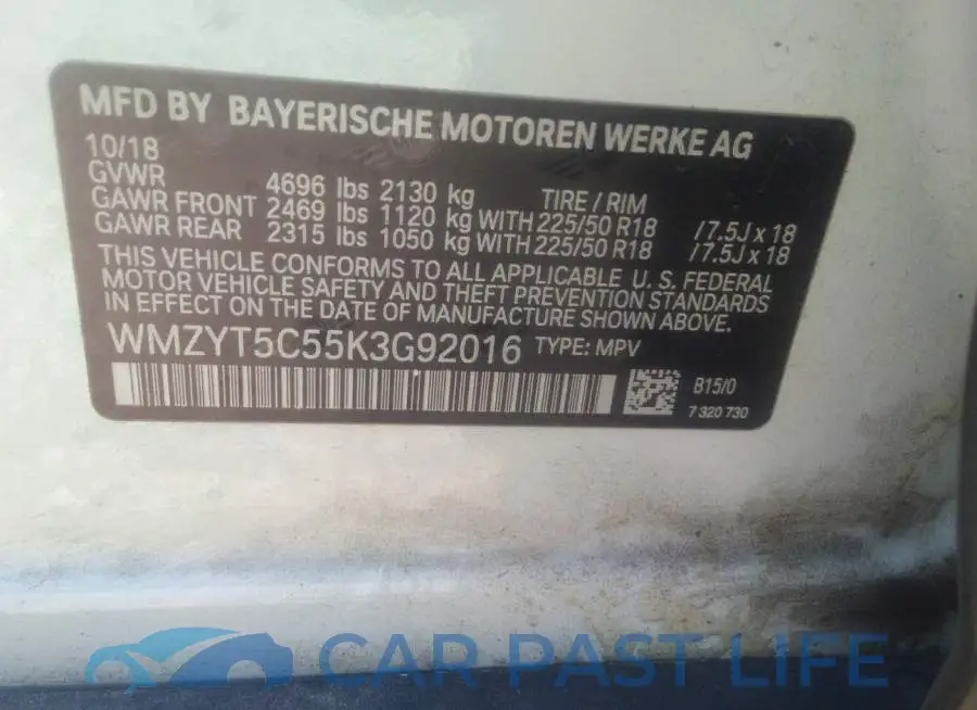 WMZYT5C55K3G92016# 9