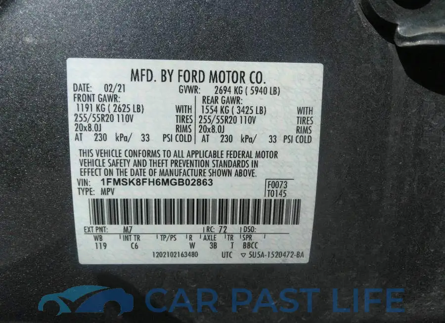 1FMSK8FH6MGB02863# 9