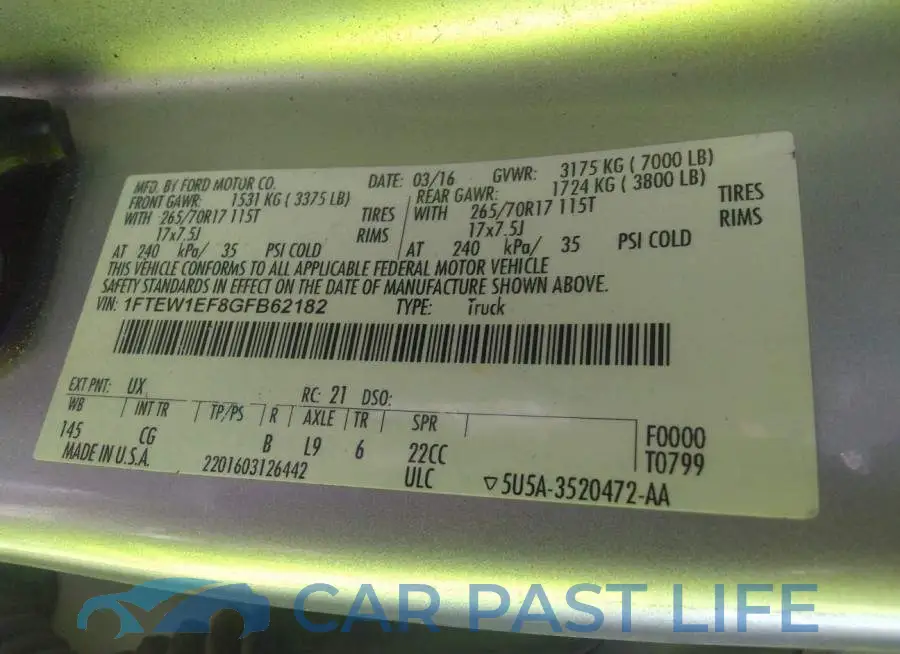 1FTEW1EF8GFB62182# 9